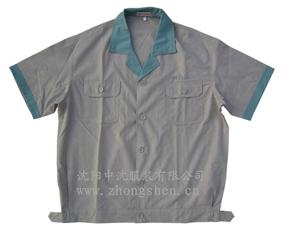 批發(fā)定制定做夏季短袖吸濕排汗工作服 工衣 工作裝 勞保服
